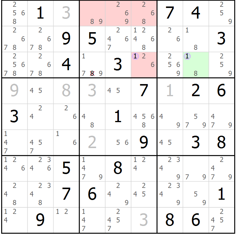 Position des candidats pour la solution de la Gr 32 page 35 du magazine de sudoku Suprême n° 023