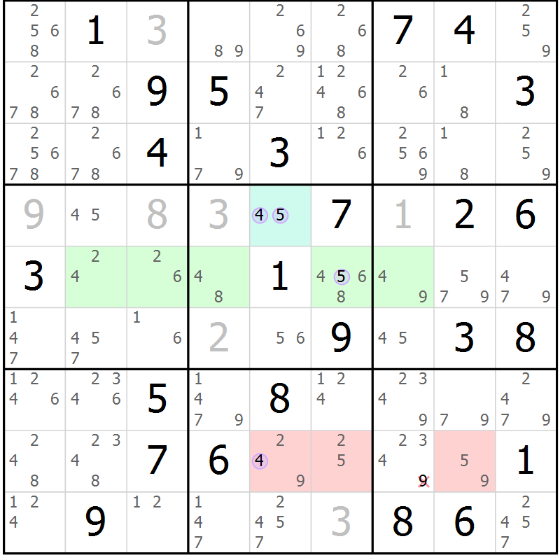Position des candidats pour la solution de la Gr 32 page 35 du magazine de sudoku Suprême n° 023