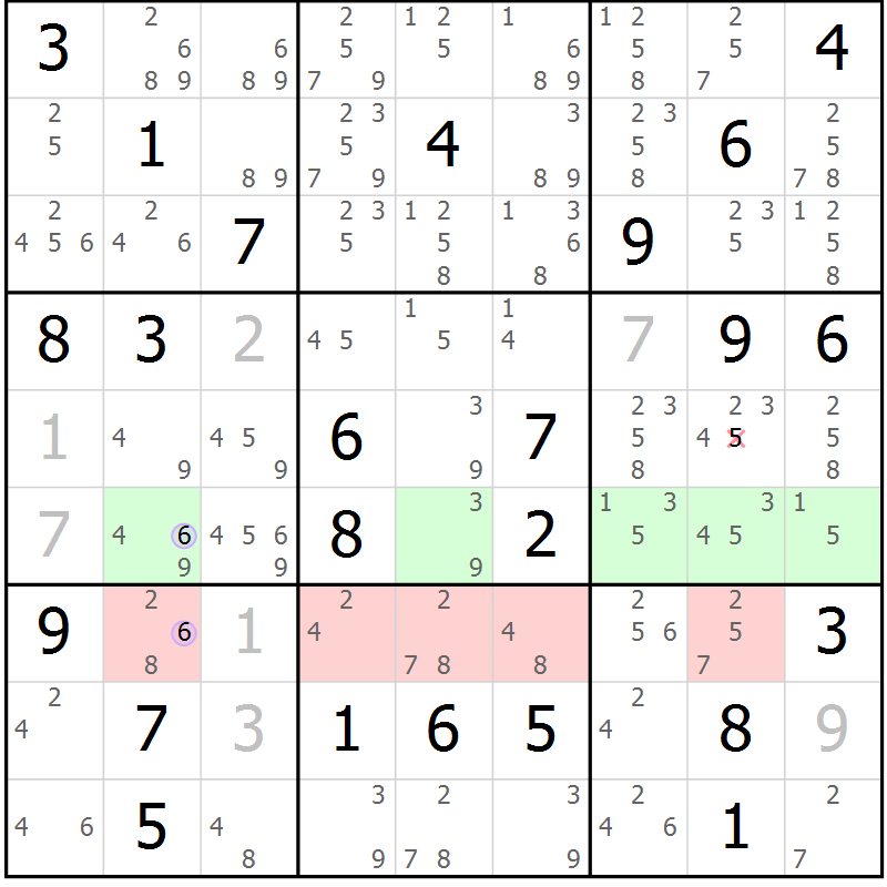 Position des candidats pour la solution de la Gr 33 page 36 du magazine de sudoku Suprême n° 023