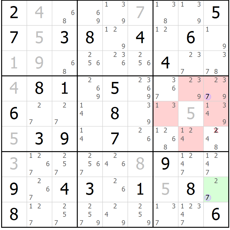 Position des candidats pour la solution de la Gr 34 page 37 du magazine de sudoku Suprême n° 023