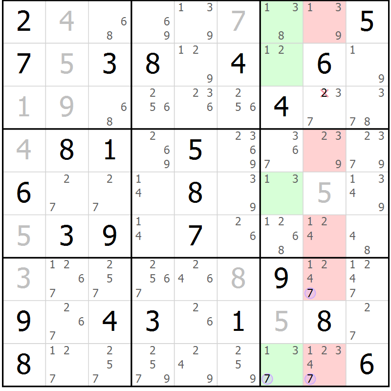 Position des candidats pour la solution de la Gr 34 page 37 du magazine de sudoku Suprême n° 023