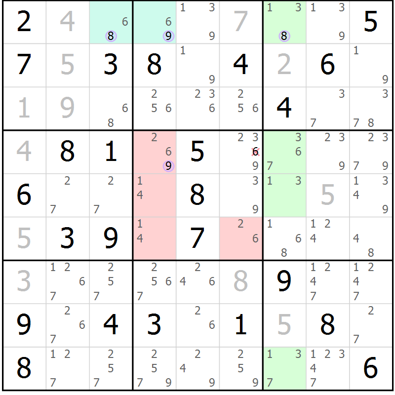Position des candidats pour la solution de la Gr 34 page 37 du magazine de sudoku Suprême n° 023