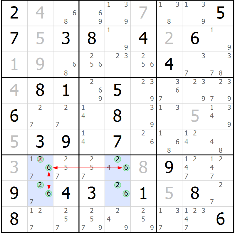 Position des candidats pour la solution de la Gr 34 page 37 du magazine de sudoku Suprême n° 023