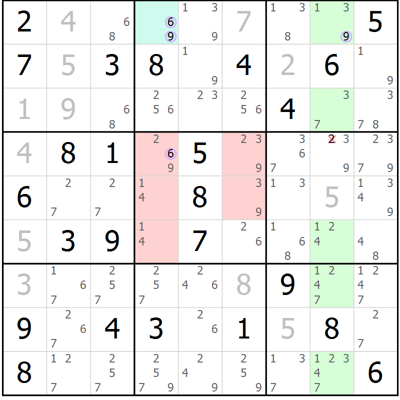 Position des candidats pour la solution de la Gr 34 page 37 du magazine de sudoku Suprême n° 023
