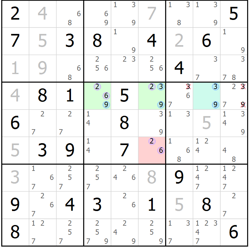 Position des candidats pour la solution de la Gr 34 page 37 du magazine de sudoku Suprême n° 023