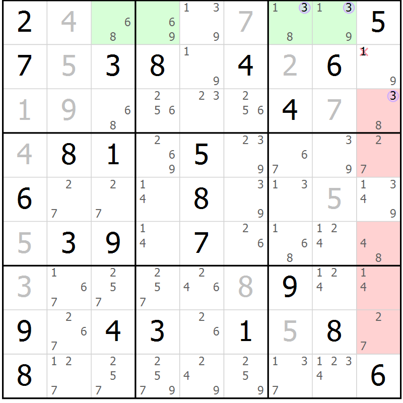 Position des candidats pour la solution de la Gr 34 page 37 du magazine de sudoku Suprême n° 023