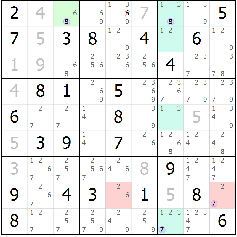 Position des candidats pour la solution de la Gr 34 page 37 du magazine de sudoku Suprême n° 023