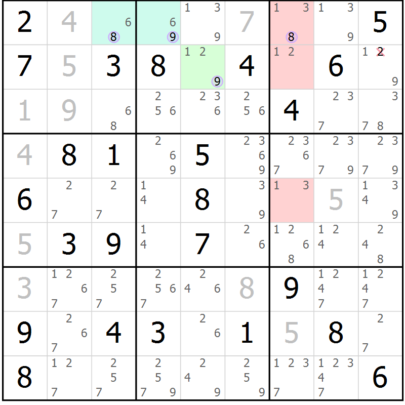 Position des candidats pour la solution de la Gr 34 page 37 du magazine de sudoku Suprême n° 023
