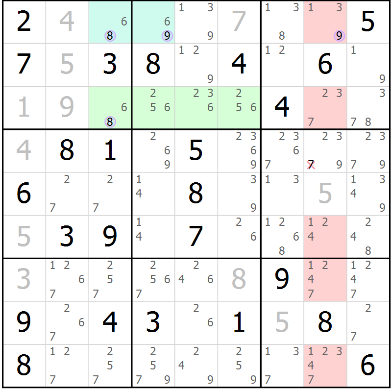 Position des candidats pour la solution de la Gr 34 page 37 du magazine de sudoku Suprême n° 023