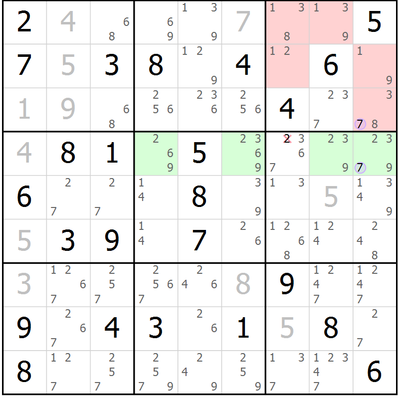 Position des candidats pour la solution de la Gr 34 page 37 du magazine de sudoku Suprême n° 023