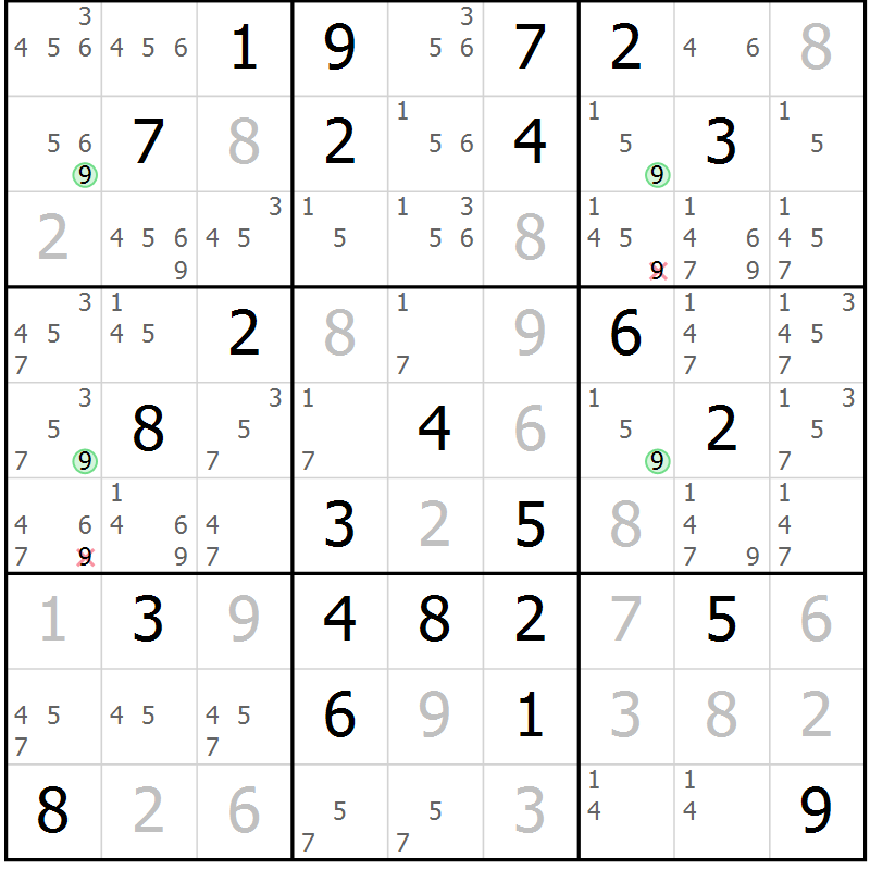 Position des candidats pour la solution de la Gr 37 page 40 du magazine de sudoku Suprême n° 023