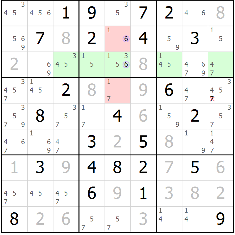 Position des candidats pour la solution de la Gr 37 page 40 du magazine de sudoku Suprême n° 023
