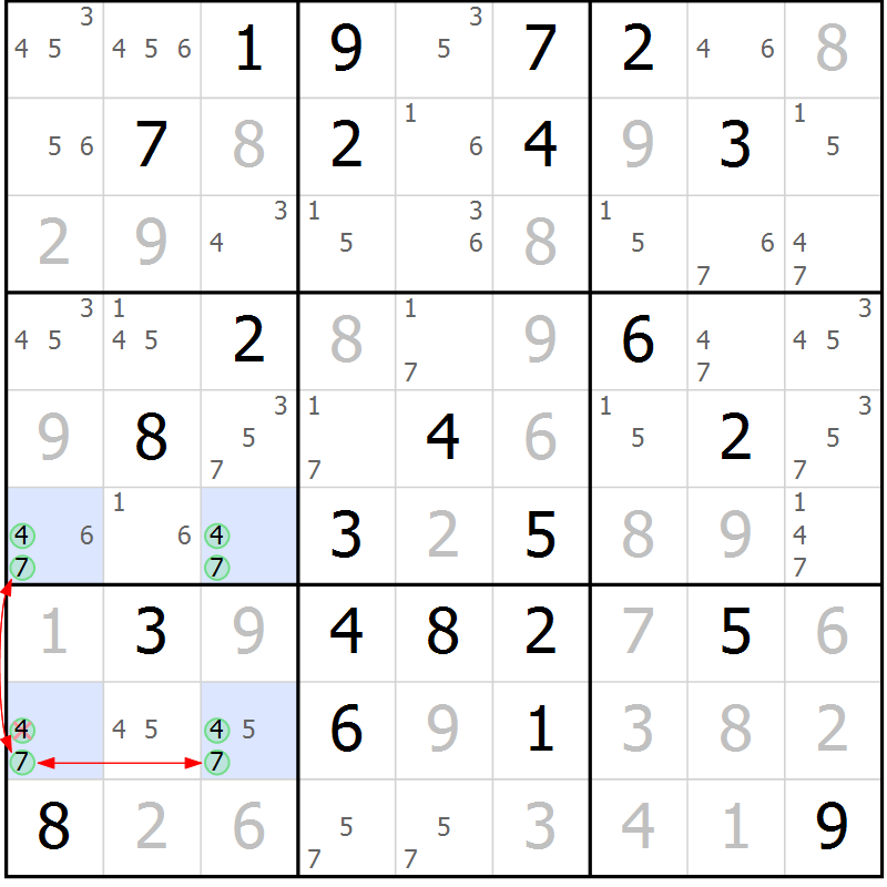 Position des candidats pour la solution de la Gr 37 page 40 du magazine de sudoku Suprême n° 023