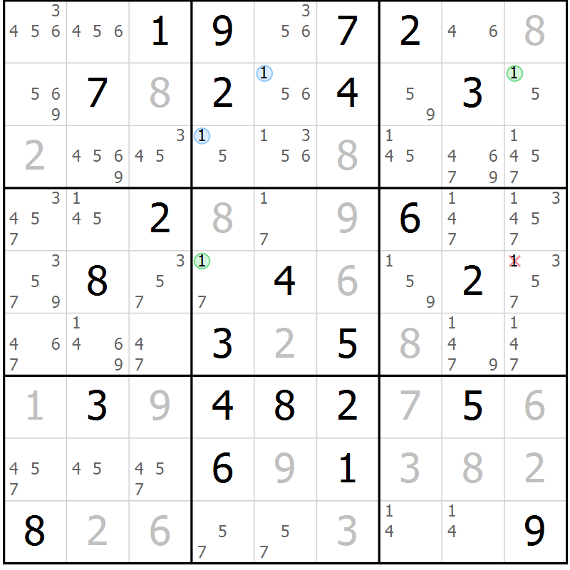 Position des candidats pour la solution de la Gr 37 page 40 du magazine de sudoku Suprême n° 023