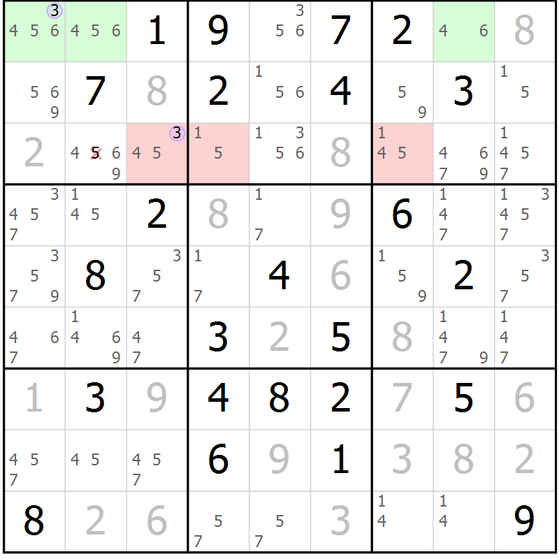 Position des candidats pour la solution de la Gr 37 page 40 du magazine de sudoku Suprême n° 023