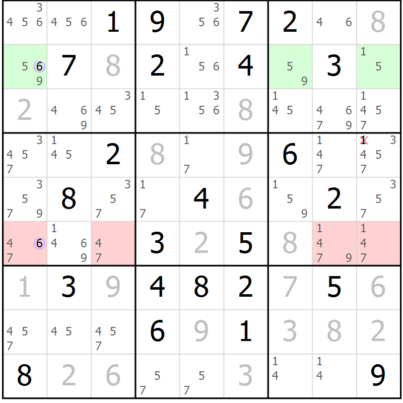Position des candidats pour la solution de la Gr 37 page 40 du magazine de sudoku Suprême n° 023