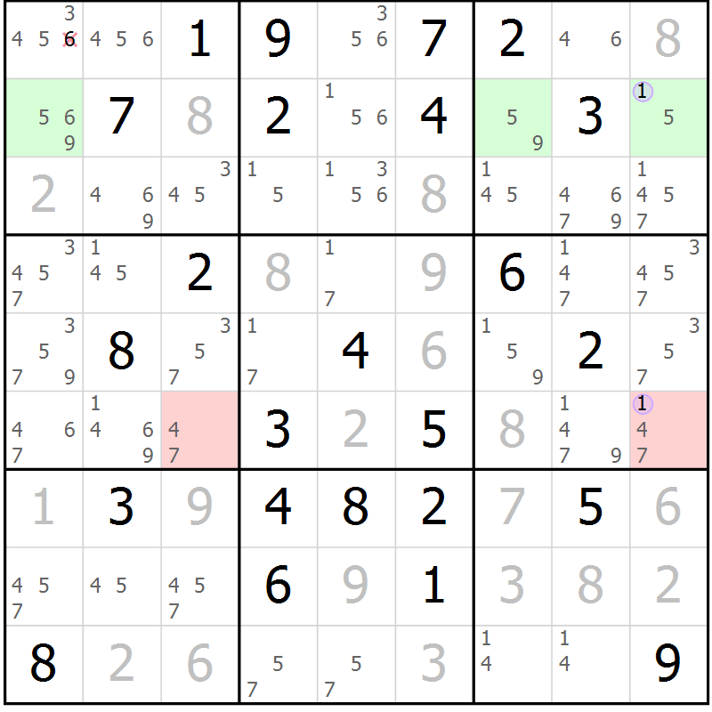 Position des candidats pour la solution de la Gr 37 page 40 du magazine de sudoku Suprême n° 023