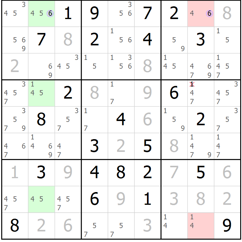 Position des candidats pour la solution de la Gr 37 page 40 du magazine de sudoku Suprême n° 023