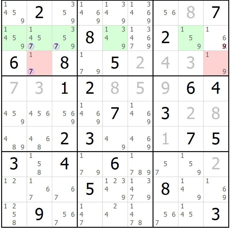 Position des candidats pour la solution de la Gr 38 page 41 du magazine de sudoku Suprême n° 023