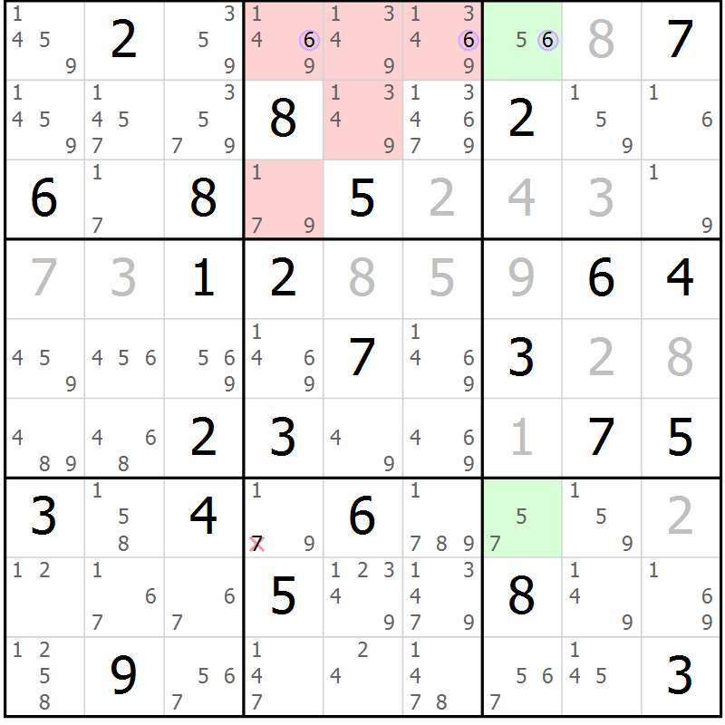 Position des candidats pour la solution de la Gr 38 page 41 du magazine de sudoku Suprême n° 023