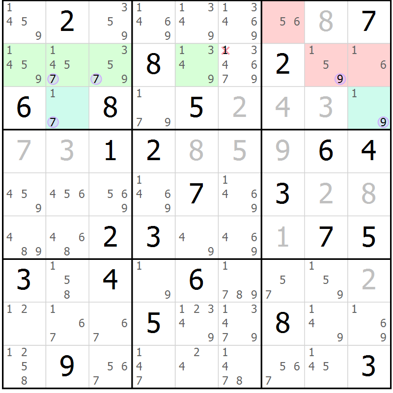Position des candidats pour la solution de la Gr 38 page 41 du magazine de sudoku Suprême n° 023