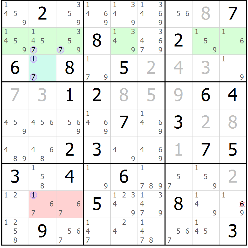 Position des candidats pour la solution de la Gr 38 page 41 du magazine de sudoku Suprême n° 023
