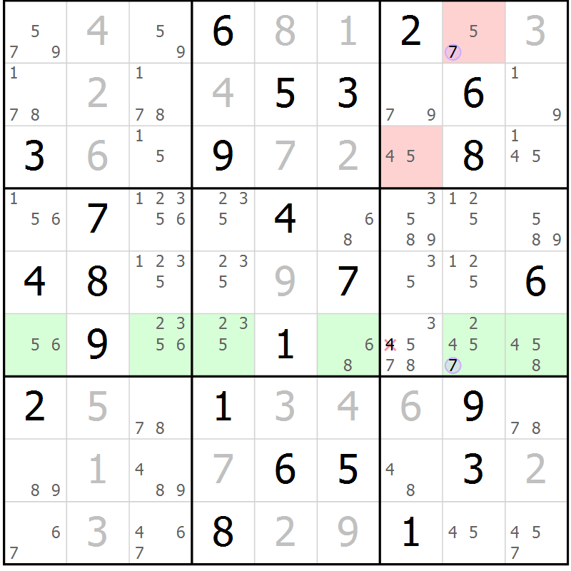 Position des candidats pour la solution de la Gr 39 page 42 du magazine de sudoku Suprême n° 023