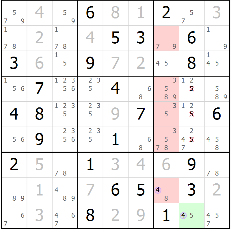 Position des candidats pour la solution de la Gr 39 page 42 du magazine de sudoku Suprême n° 023