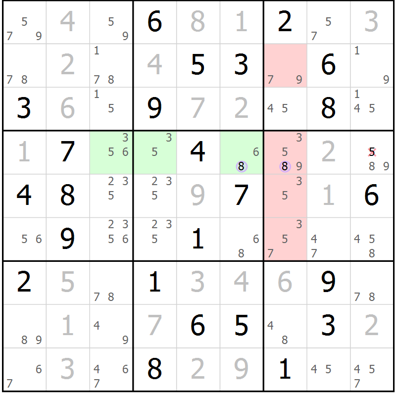 Position des candidats pour la solution de la Gr 39 page 42 du magazine de sudoku Suprême n° 023