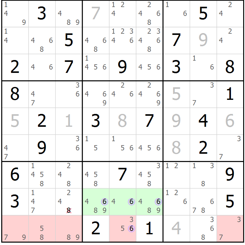 Position des candidats pour la solution de la Gr 40 page 43 du magazine de sudoku Suprême n° 023