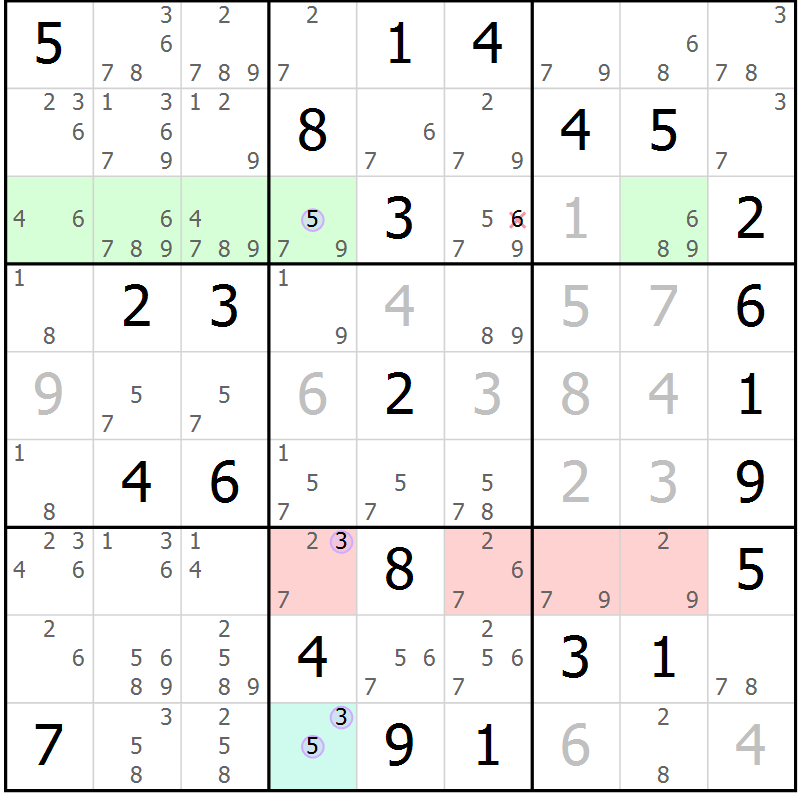 Position des candidats pour la solution de la Gr 41 page 44 du magazine de sudoku Suprême n° 023