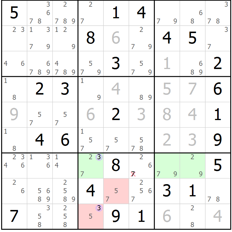 Position des candidats pour la solution de la Gr 41 page 44 du magazine de sudoku Suprême n° 023