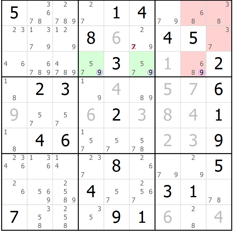 Position des candidats pour la solution de la Gr 41 page 44 du magazine de sudoku Suprême n° 023