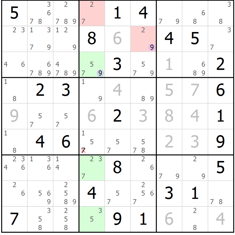 Position des candidats pour la solution de la Gr 41 page 44 du magazine de sudoku Suprême n° 023