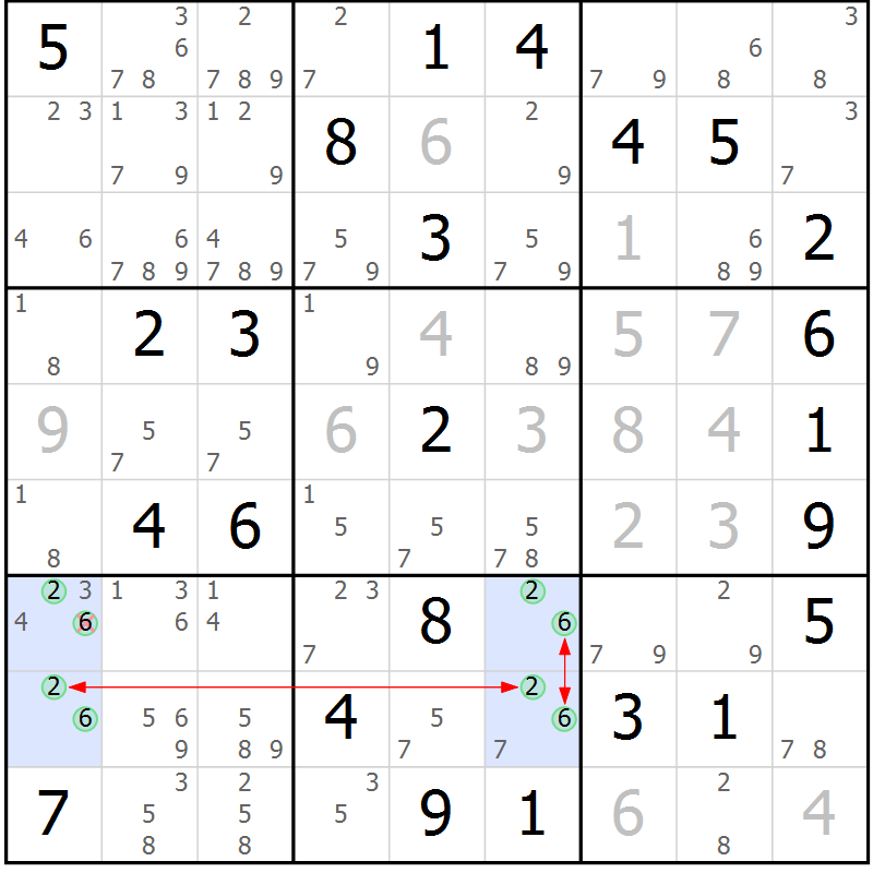 Position des candidats pour la solution de la Gr 41 page 44 du magazine de sudoku Suprême n° 023