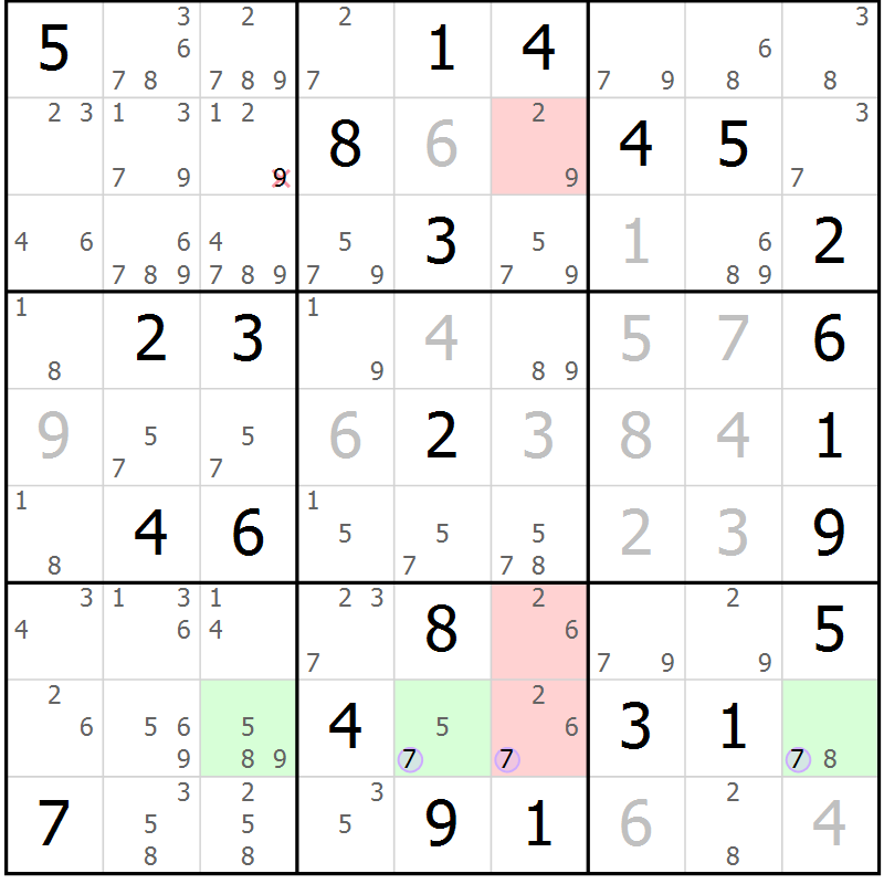 Position des candidats pour la solution de la Gr 41 page 44 du magazine de sudoku Suprême n° 023
