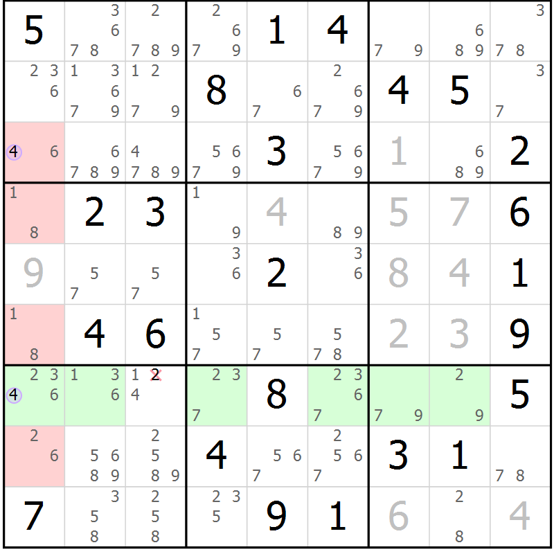 Position des candidats pour la solution de la Gr 41 page 44 du magazine de sudoku Suprême n° 023