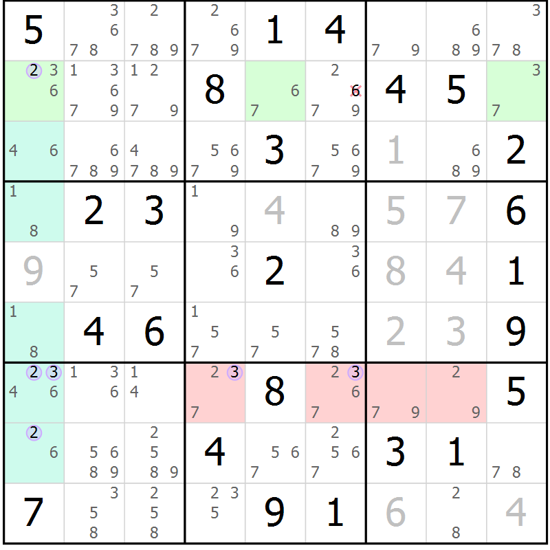 Position des candidats pour la solution de la Gr 41 page 44 du magazine de sudoku Suprême n° 023