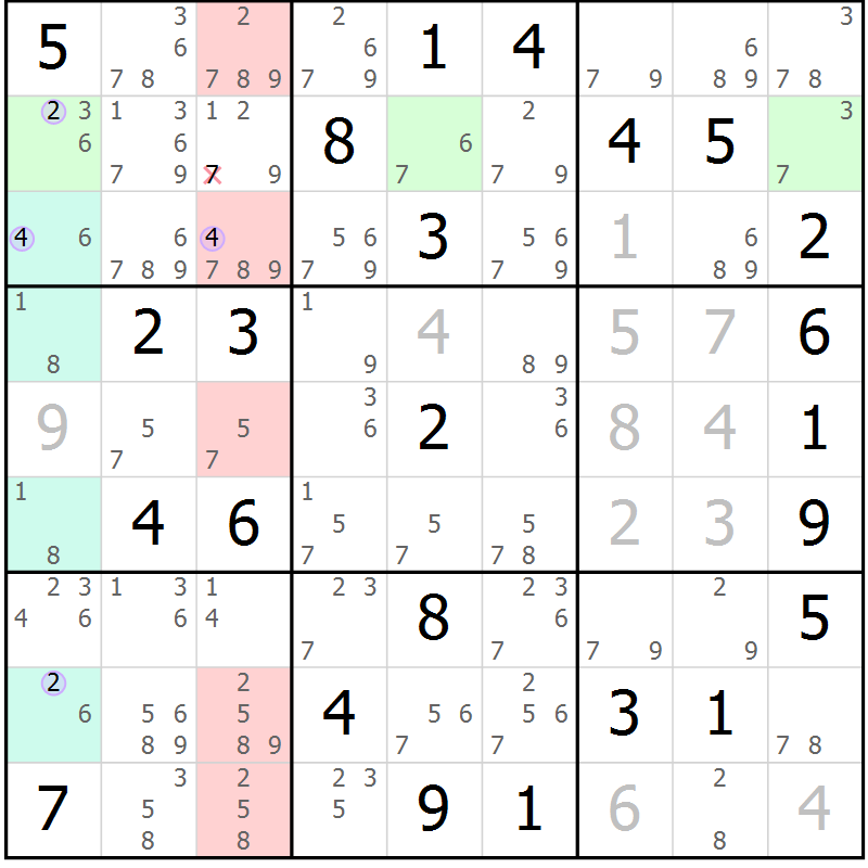 Position des candidats pour la solution de la Gr 41 page 44 du magazine de sudoku Suprême n° 023