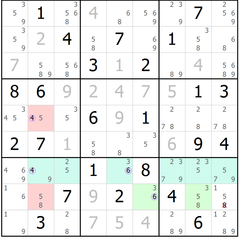 Position des candidats pour la solution de la Gr 42 page 45 du magazine de sudoku Suprême n° 023