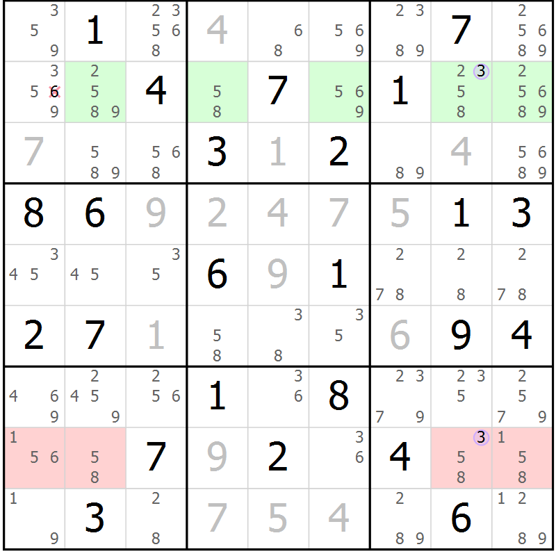 Position des candidats pour la solution de la Gr 42 page 45 du magazine de sudoku Suprême n° 023