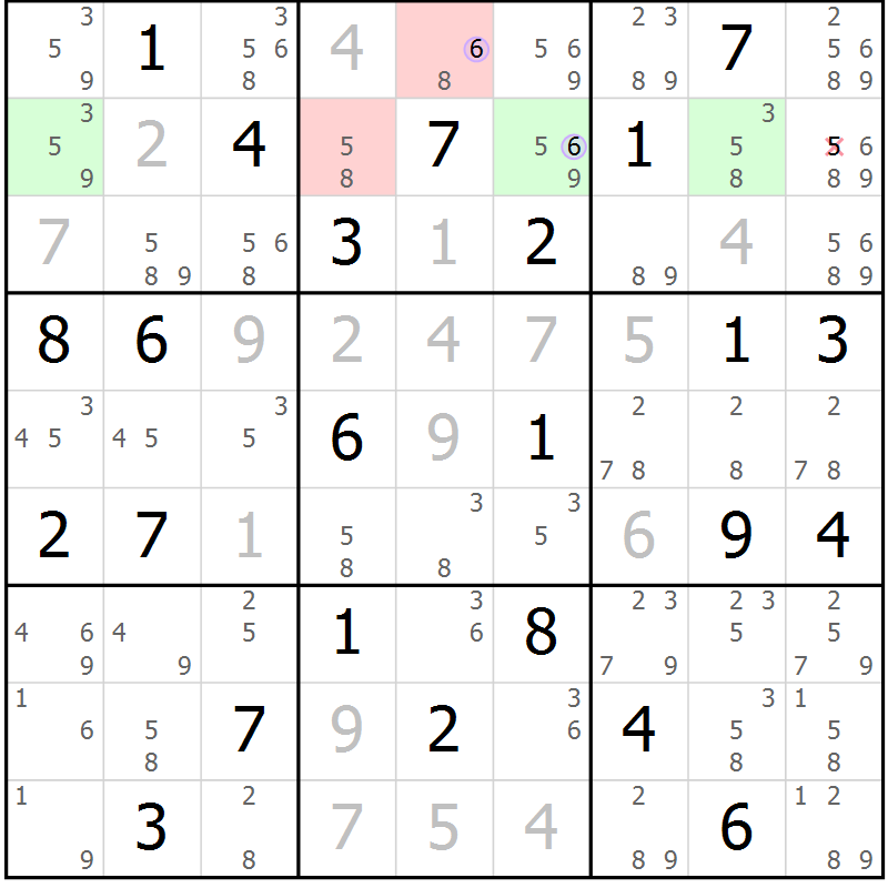 Position des candidats pour la solution de la Gr 42 page 45 du magazine de sudoku Suprême n° 023