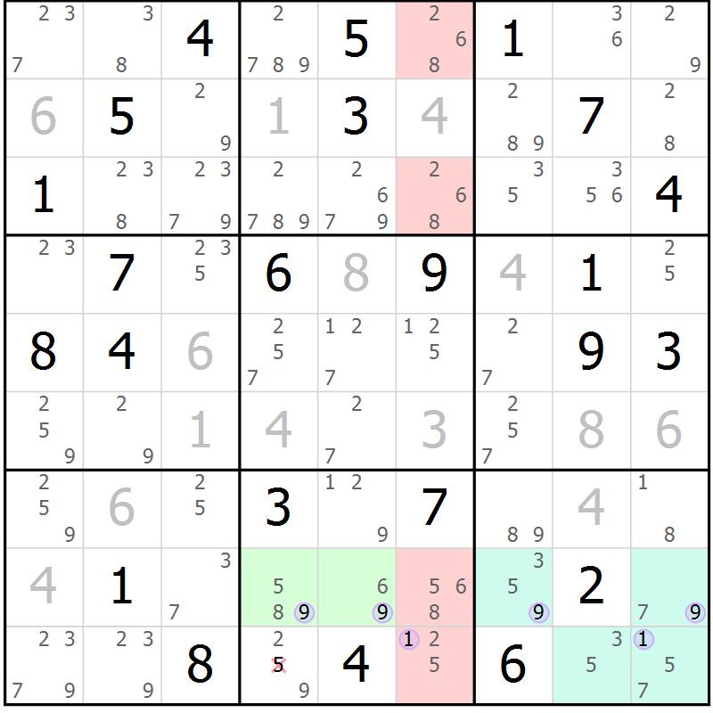 Position des candidats pour la solution de la Gr 43 page 46 du magazine de sudoku Suprême n° 023