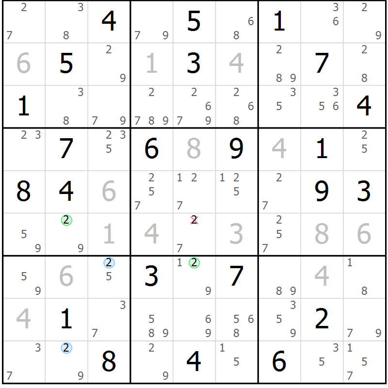 Position des candidats pour la solution de la Gr 43 page 46 du magazine de sudoku Suprême n° 023