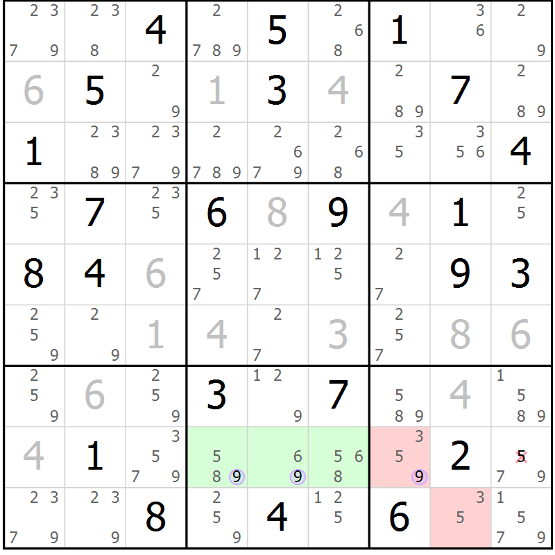 Position des candidats pour la solution de la Gr 43 page 46 du magazine de sudoku Suprême n° 023