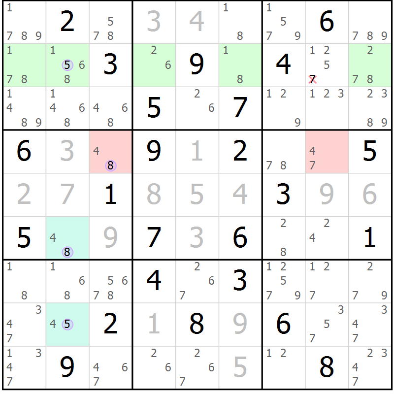 Position des candidats pour la solution de la Gr 44 page 47 du magazine de sudoku Suprême n° 023