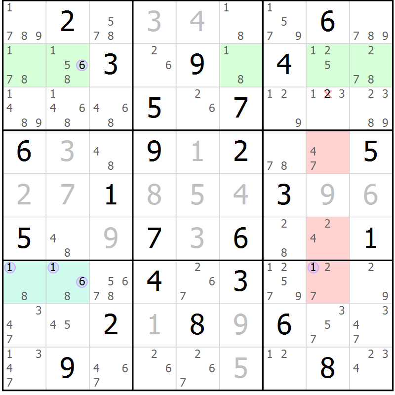 Position des candidats pour la solution de la Gr 44 page 47 du magazine de sudoku Suprême n° 023