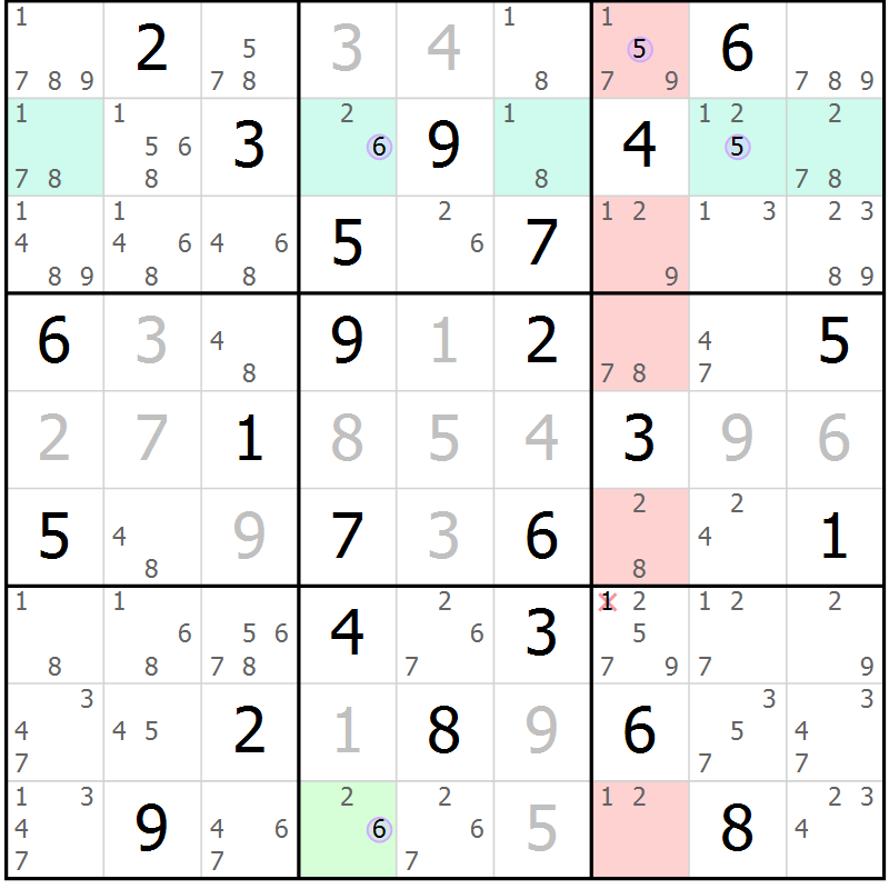 Position des candidats pour la solution de la Gr 44 page 47 du magazine de sudoku Suprême n° 023