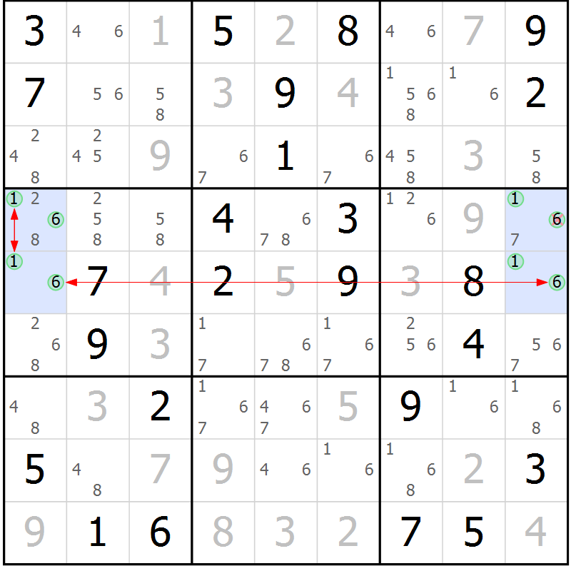 Position des candidats pour la solution de la Gr 45 page 48 du magazine de sudoku Suprême n° 023