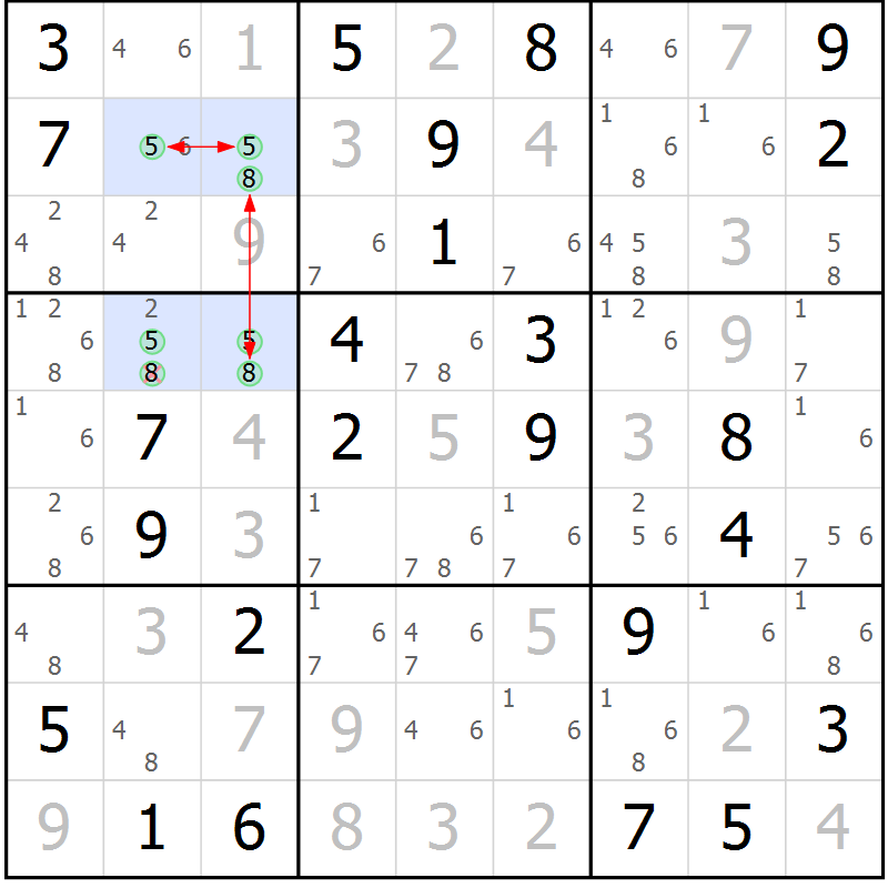 Position des candidats pour la solution de la Gr 45 page 48 du magazine de sudoku Suprême n° 023